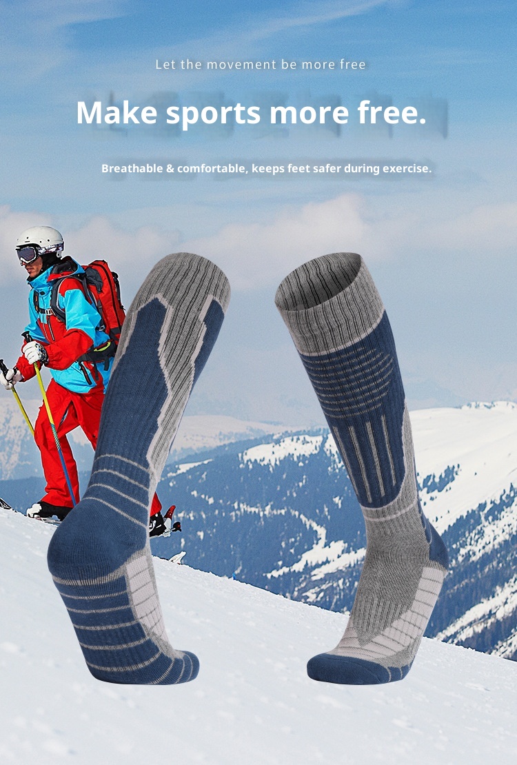 ActiveGo ActiveGo Nuovi calzini da sci professionali per uomo e donna, caldi, antiscivolo, fondo in asciugamano, spessi, tubolari alti, calzini sportivi da escursionismo_voghion.com