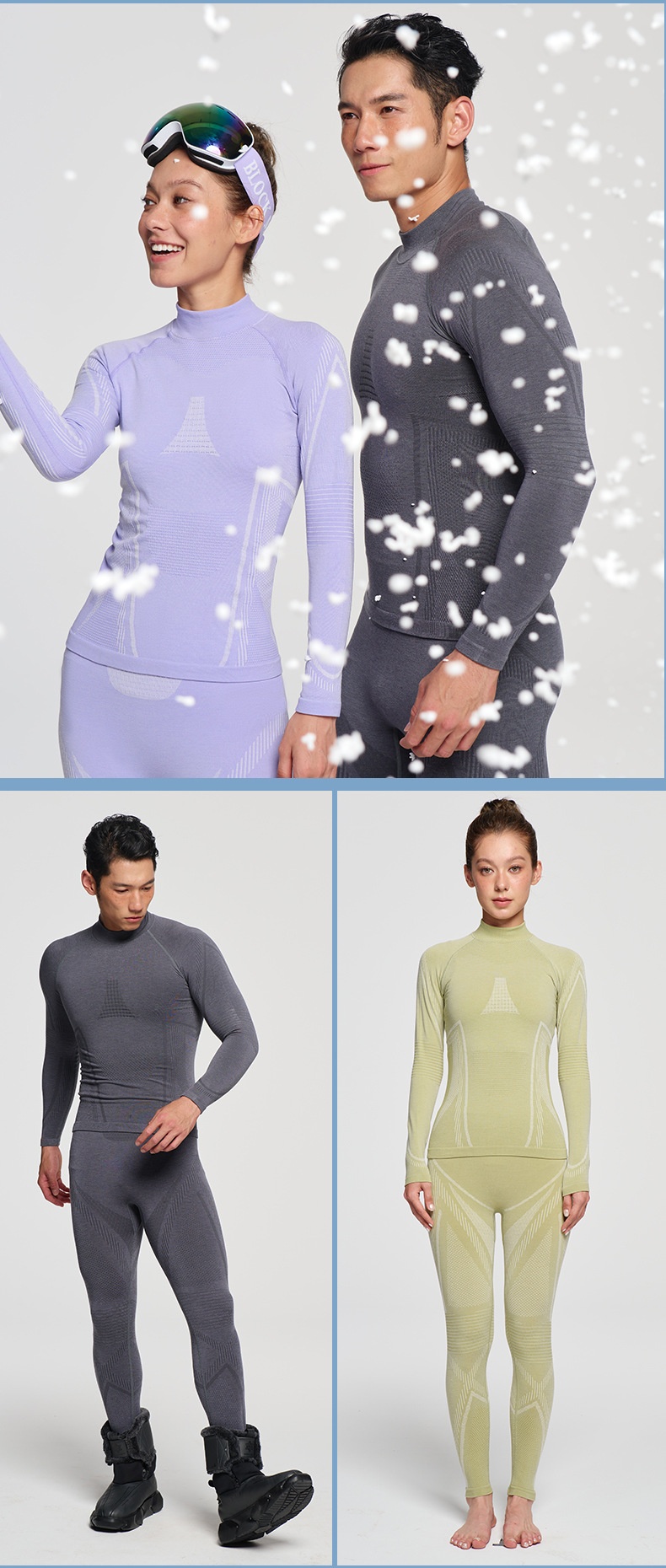 001 Outdoor-Ski-Thermo-Unterwäsche-Set, schnelltrocknend, für Damen und Herren, schweißableitende Basisschicht für Bergsteigen, Profisport_voghion.com