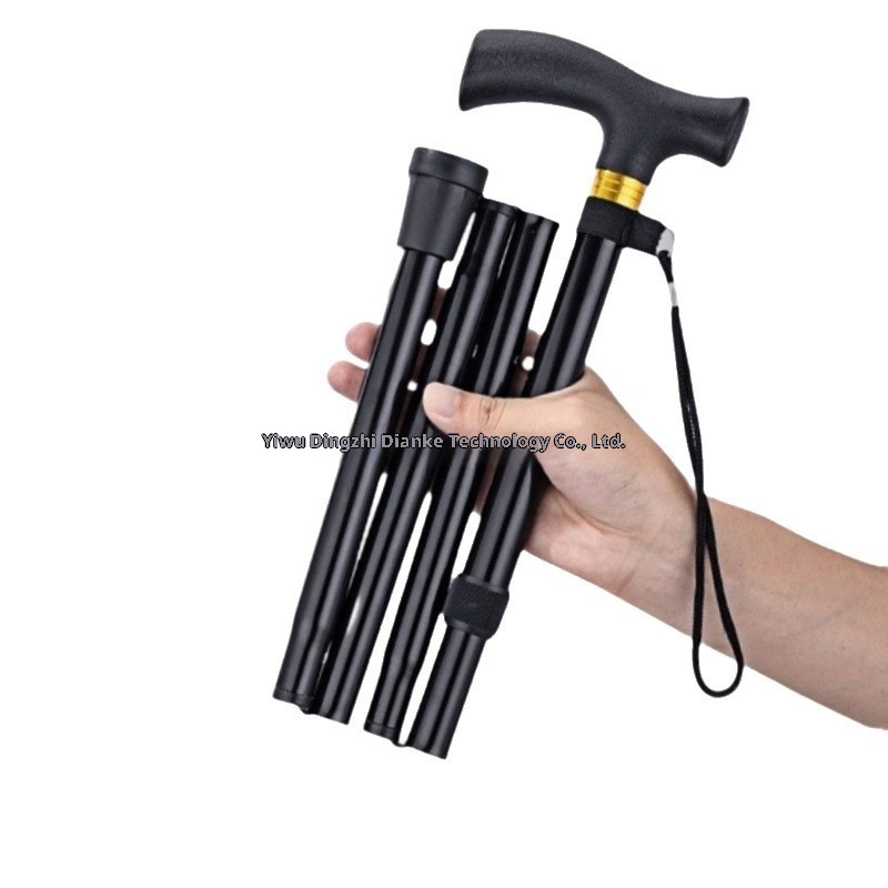 001 Hiking Five Sections Travel Folding Ultra Short Fighting Men And Women Telescopic Adjustment Stick Walking Rubber No_voghion.com