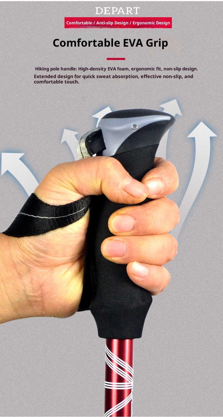 001 Lega di alluminio pieghevole ultraleggero ultra-corto telescopico bastone da trekking per esterni escursionismo arrampicata bastone da passeggio 5_voghion.com