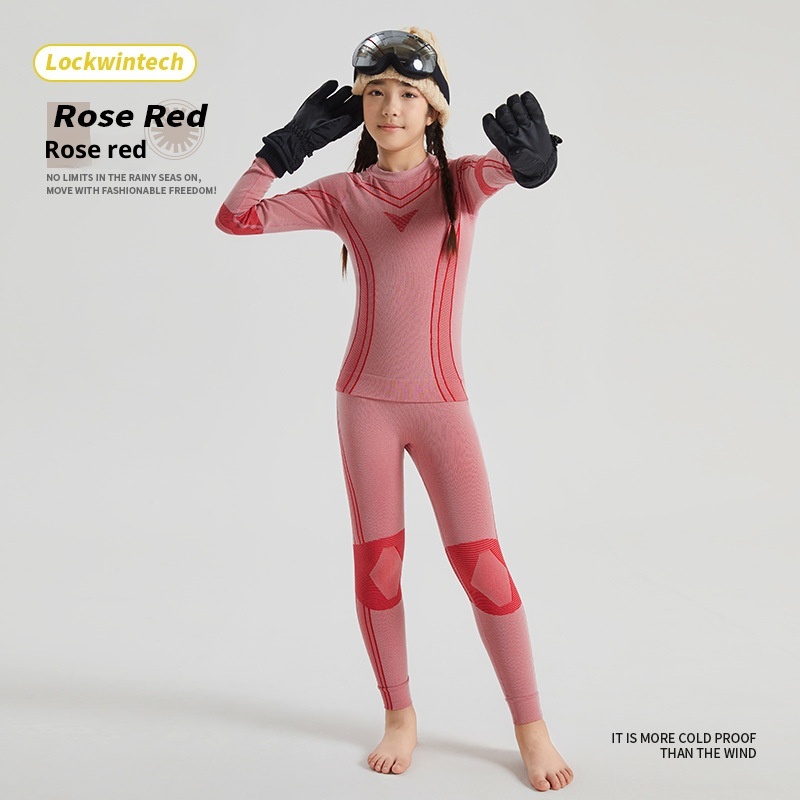 001 Cold Element Roupa Térmica Infantil de Secagem Rápida para Esqui, Conjunto de Calça e Roupa Íntima Térmica para Meninas e Meninos, Ideal para Outono e Inverno._voghion.com