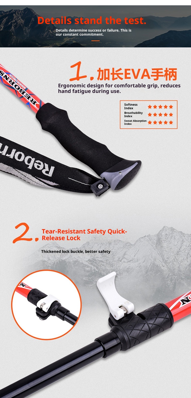 001 Robinson Trekking Pole Folding Aluminum Alloy Five Sections Ultra-Light Telescopic Outdoor Ultra-Short Trail Running_voghion.com