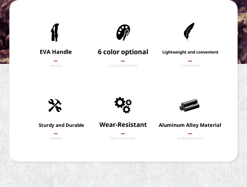 001 Bastone da passeggio telescopico corto ultraleggero pieghevole in lega di alluminio per escursionismo all'aperto all'ingrosso_voghion.com