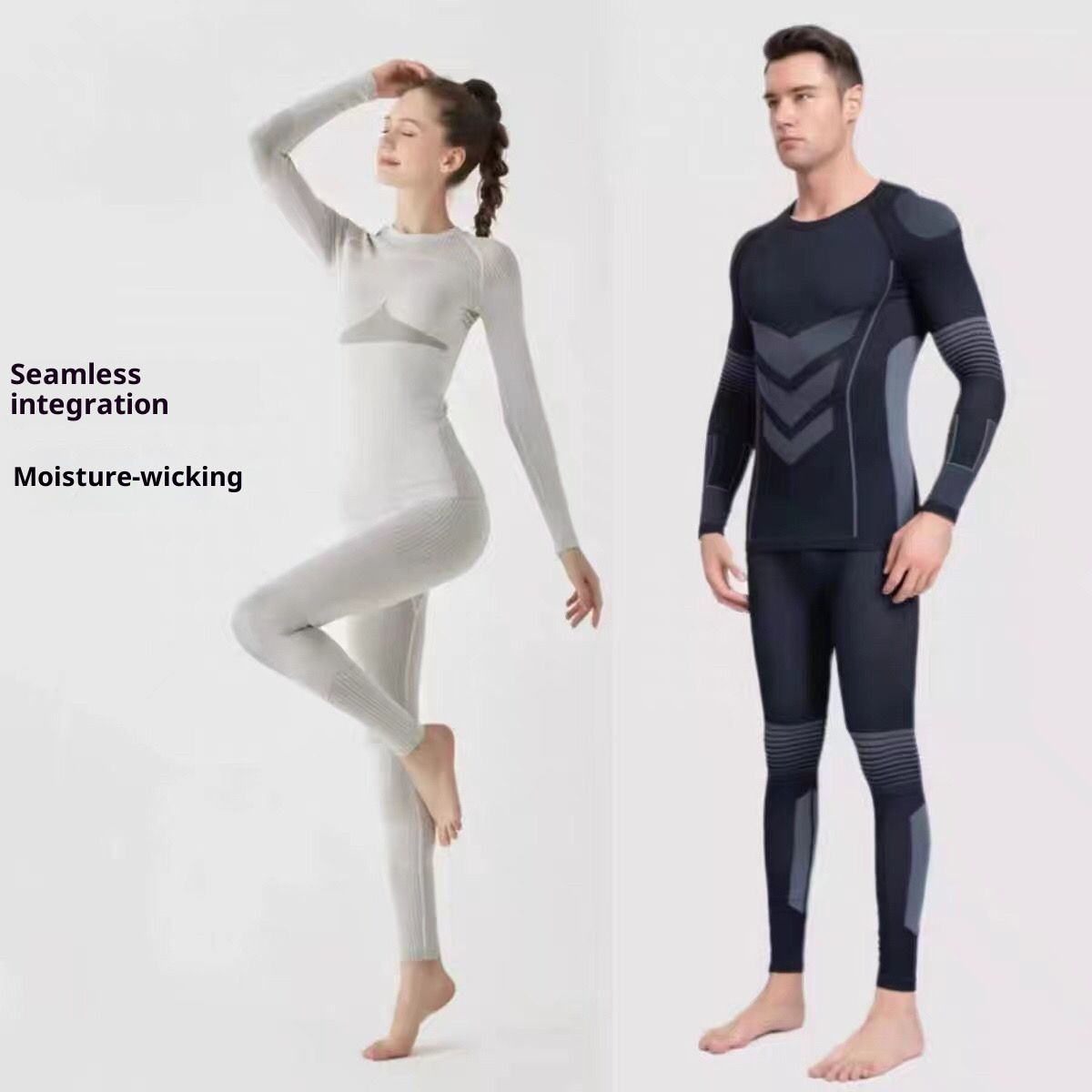 001 Set di abbigliamento da corsa a compressione traspirante e traspirante, abbigliamento da sci, intimo ad asciugatura rapida, intimo unisex_voghion.com