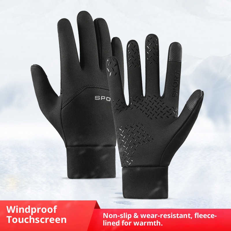001 Winterwarme Handschuhe für Outdoor-Sportarten wie Skifahren, Laufen und Radfahren, mit Fleece gefüttert, dick, Touchscreen-geeignet, winddicht und wasserdicht_voghion.com
