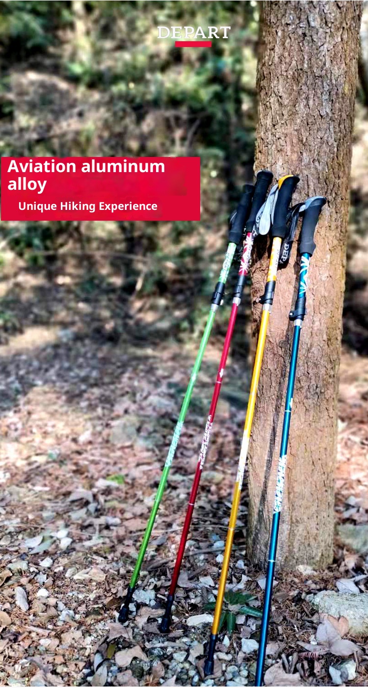 001 Lega di alluminio pieghevole ultraleggero ultra-corto telescopico bastone da trekking per esterni escursionismo arrampicata bastone da passeggio 5_voghion.com