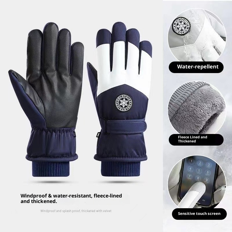 001 Winter Ski Outdoor Fietsen Warm Koudbestendig Winddicht Waterdicht Fleece Gevoerd Verdikt Touchscreen Handschoenen Groothandel_voghion.com
