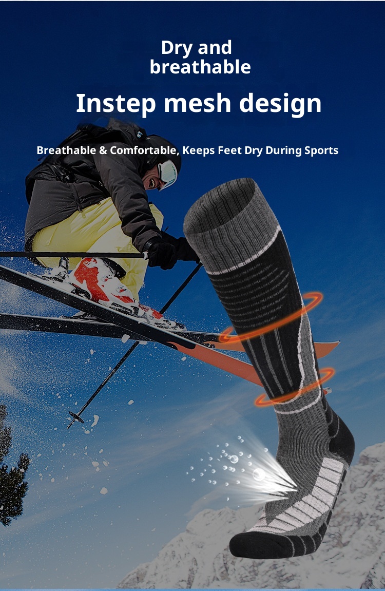 ActiveGo ActiveGo Nuovi calzini da sci professionali per uomo e donna, caldi, antiscivolo, fondo in asciugamano, spessi, tubolari alti, calzini sportivi da escursionismo_voghion.com