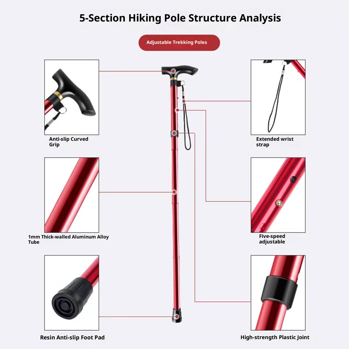 001 Foldable Cane Portable Ultra-light Elderly Walking Outdoor Hiking Stick_voghion.com