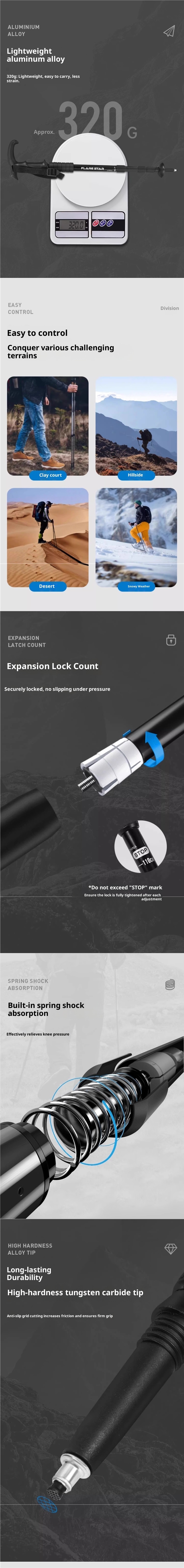 001 Trekking Professional Outdoor Faltkletterstock Carbon Teleskop Wanderstock Großhandel_voghion.com