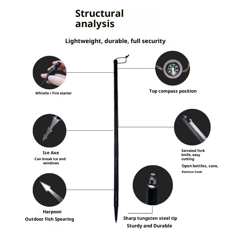 001 Neues Outdoor-Zubehör Multi-Set Funktionelle Trekkingstöcke Aluminiumlegierung Feldstöcke Live-Übertragung Klettern_voghion.com