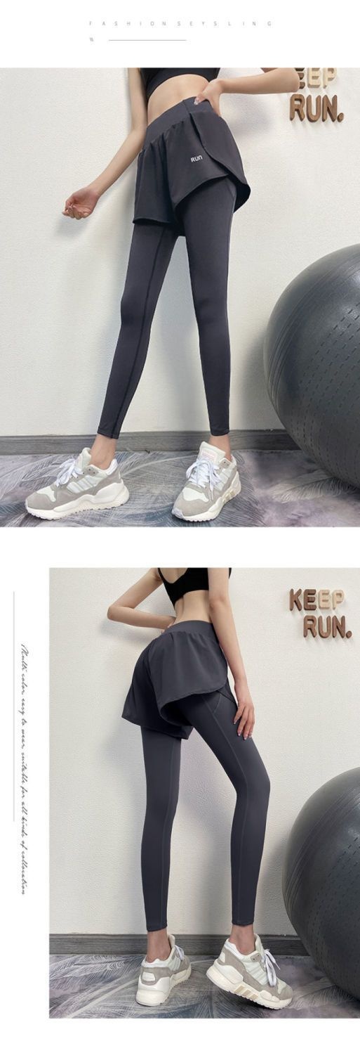 Ensemble deux pièces fitness femme 001, pantalon de sport moulant et extensible pour la course, jupe à porter en extérieur, séchage rapide, idéal pour le printemps et l'été._voghion.com