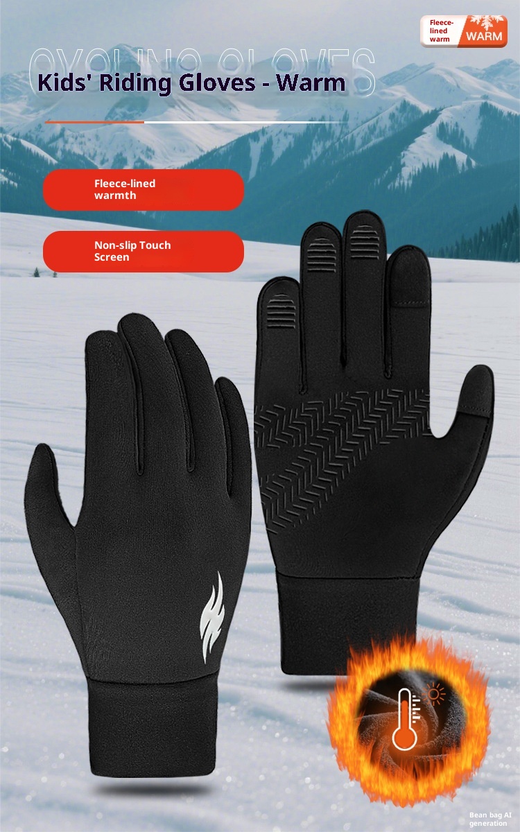 ActiveGo Premium Children's Ski Winter Waterproof Cold-Proof Outdoor Riding Thermal Gloves Fleece-Lined Non-Slip Touchscreen_voghion.com