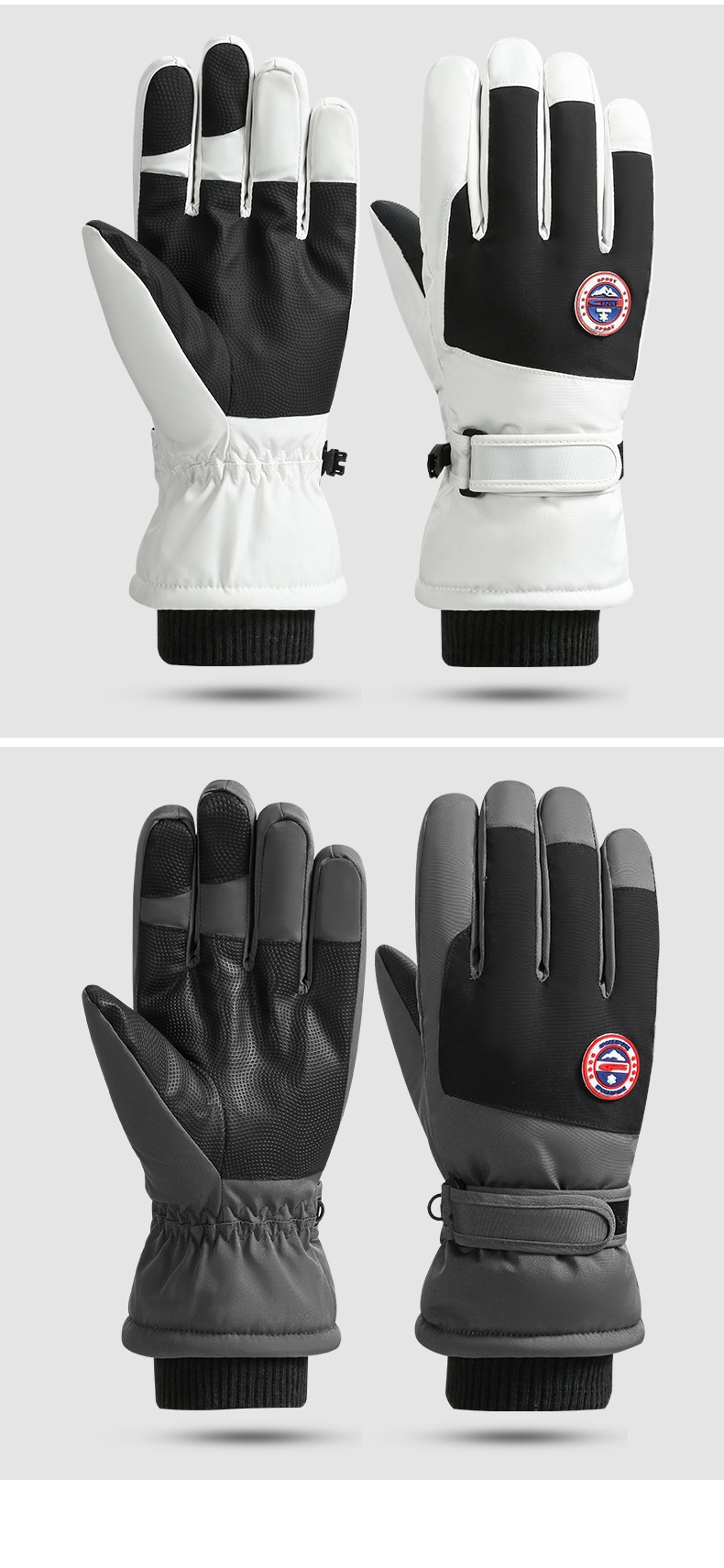 001 Verdikte skihandschoenen voor heren, winddicht, bestand tegen de kou, waterdicht, fleecevoering, warme winterkatoen,_voghion.com