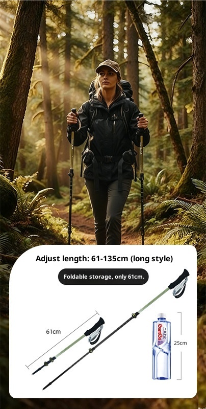 Bastón telescópico ultraligero de fibra de carbono 001 para trekking, de tres secciones, para hombres y mujeres, ideal para senderismo, escalada y actividades al aire libre._voghion.com