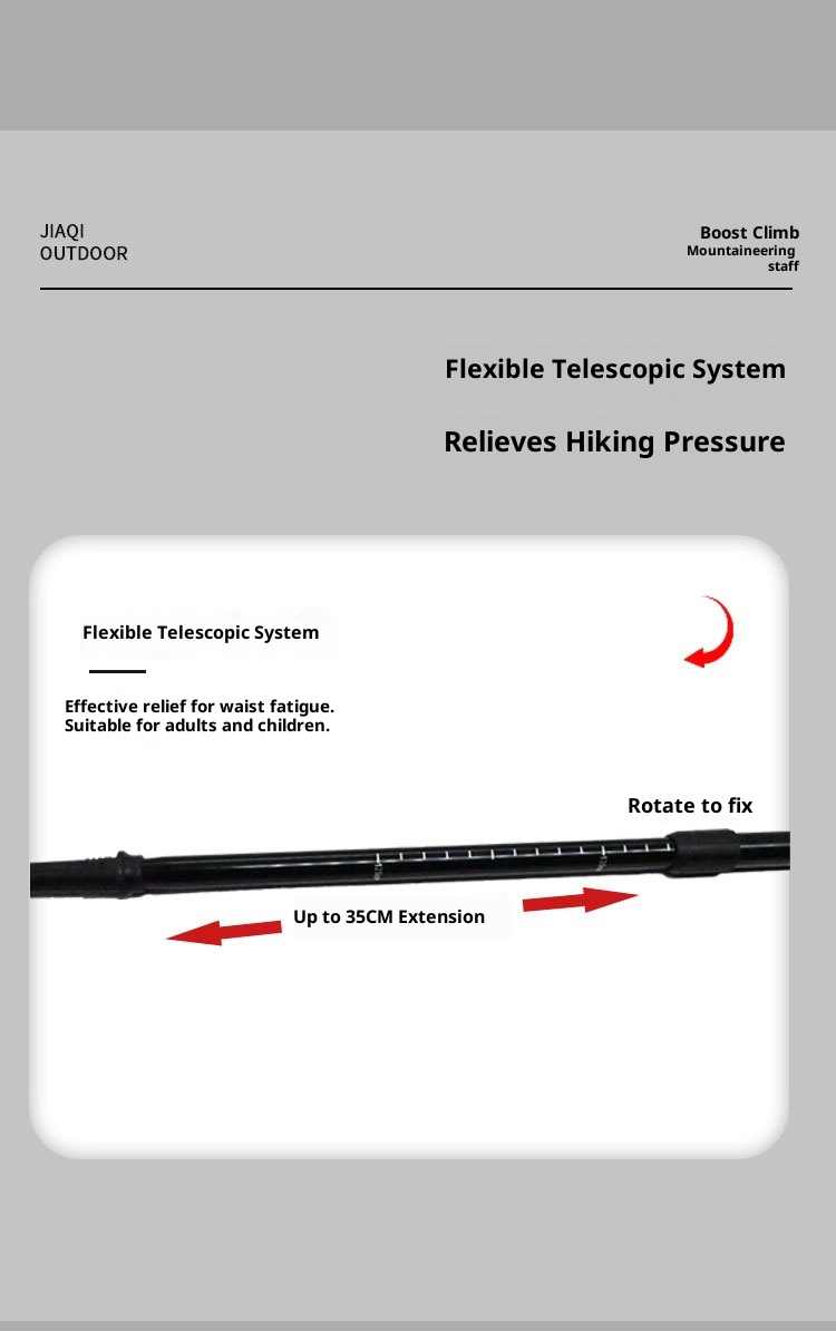 001 Bastone da trekking pieghevole in lega di alluminio leggero telescopico per esterni, antiscivolo_voghion.com