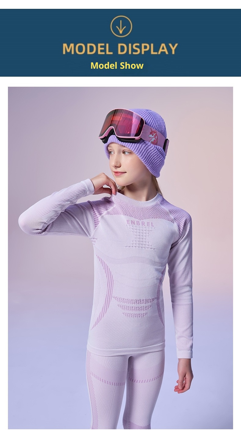 001 Set di biancheria intima termica e elastica aderente per bambini e bambine, da sci, da corsa, ad asciugatura rapida_voghion.com