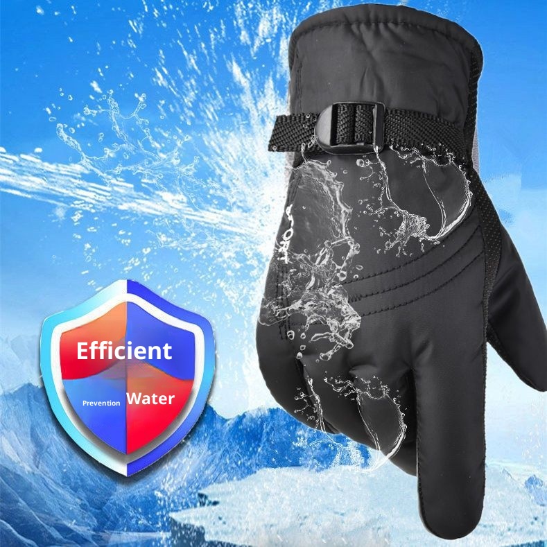 001 Herren-Skihandschuhe aus gefütterter, dicker Baumwolle, warm, winddicht, kältebeständig, wasserdicht, ideal für Studenten, Radfahrer, Motorradfahrer und den Winter._voghion.com