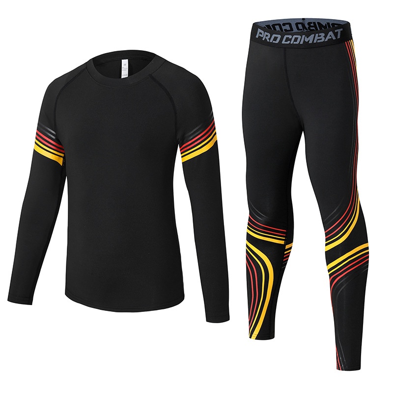 001 Maglia intima da sci attillata per bambini, ad asciugatura rapida, foderata in pile, per autunno e inverno, per sport, basket e calcio, allenamento interno_voghion.com