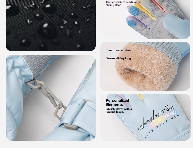 Gants de ski ActiveGo pour femmes, collection hiver 2025, doublés polaire, chauds et épais, résistants au froid, imperméables et compatibles écrans tactiles._voghion.com