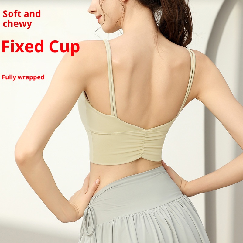 001 Sports For Women Summer High-Intensity Fitness Running Shockproof Vest Anti-Sagging Back Ruched Yoga Bra_voghion.com