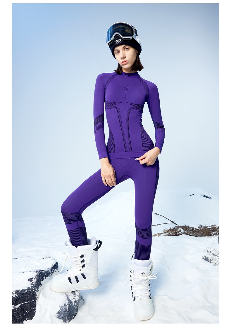 001 Intimo da sci funzionale a compressione ad asciugatura rapida per donna, strato di base termico traspirante per sport all'aria aperta e alpinismo_voghion.com