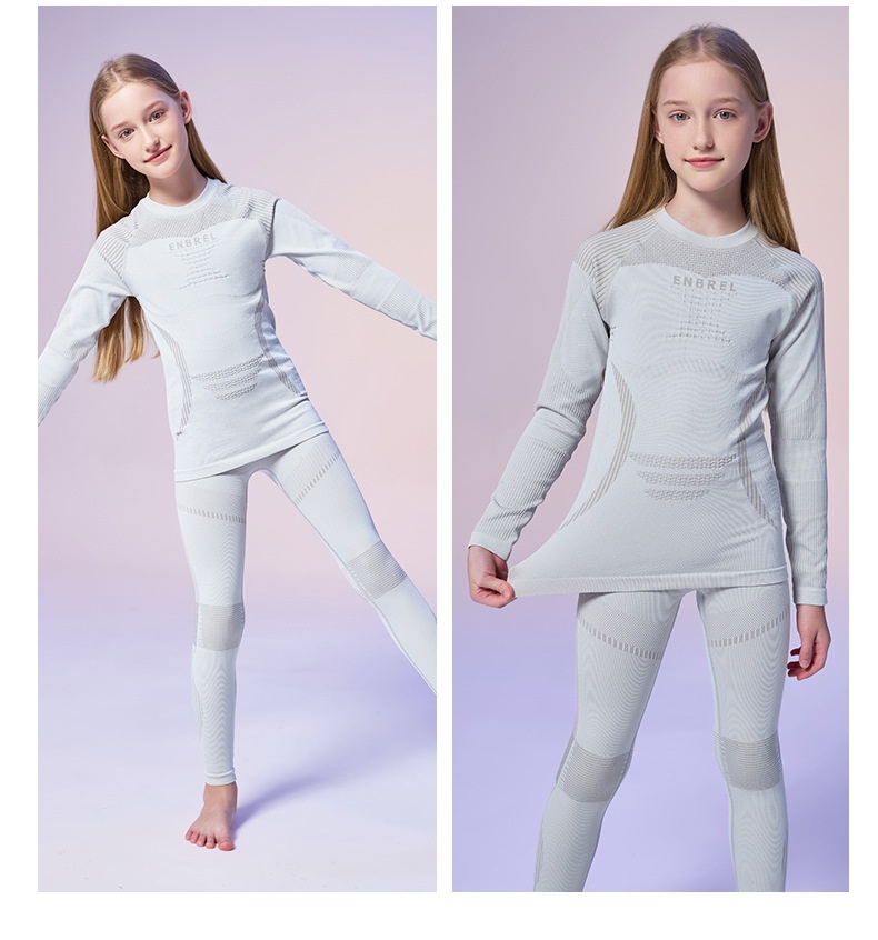001 Set di biancheria intima termica e elastica aderente per bambini e bambine, da sci, da corsa, ad asciugatura rapida_voghion.com