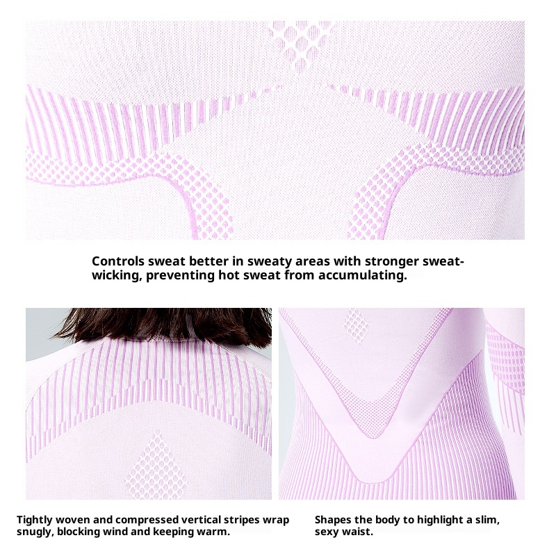 001 Intimo da sci funzionale a compressione ad asciugatura rapida per donna, strato di base termico traspirante per sport all'aria aperta e alpinismo_voghion.com