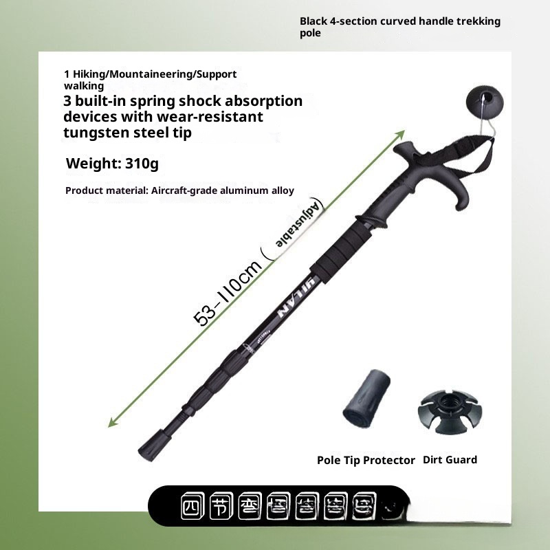 001 Bastone da passeggio telescopico pieghevole professionale per escursionismo all'aperto e arrampicata in lega di alluminio_voghion.com