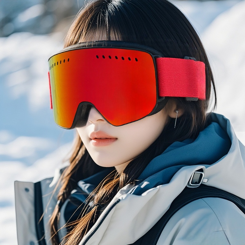 Gafas de esquí de doble capa antivaho, superficie de columna colorida y amplia visión, resistentes al viento, para invierno, para miopía y montañismo._voghion.com