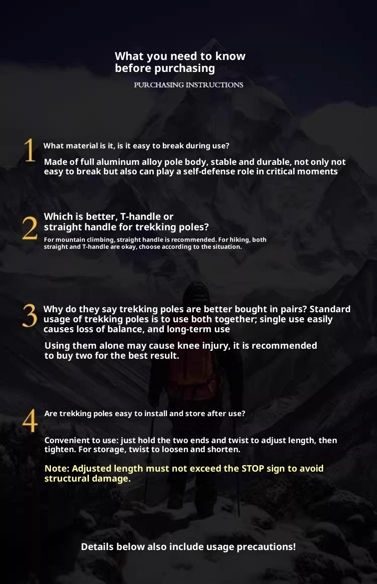 001 Teleskopierbarer, faltbarer Wander- und Kletterstock, ultraleichter, ultrakurzer Trekkingstock für Outdoor-Aktivitäten_voghion.com