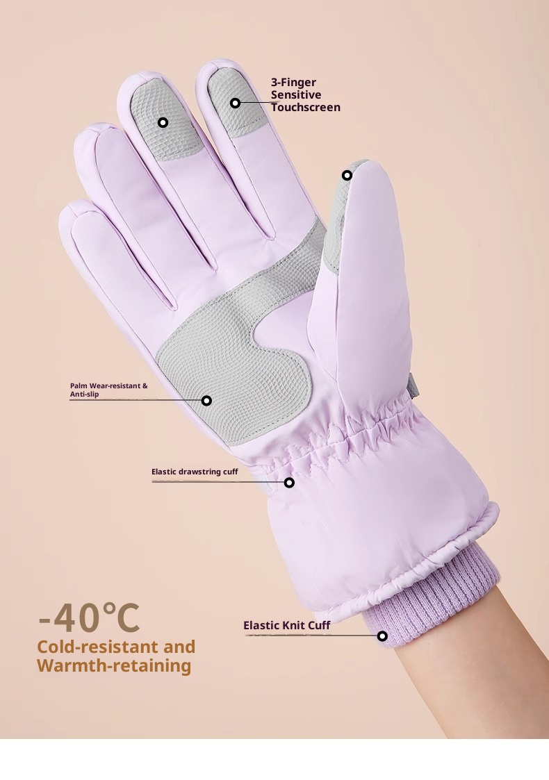 001 Herren-Winter-Skihandschuhe aus Baumwolle, kältebeständig, Touchscreen-kompatibel, fleecegefüttert, verdickt, wasserdicht, winddicht, warm, Damen_voghion.com