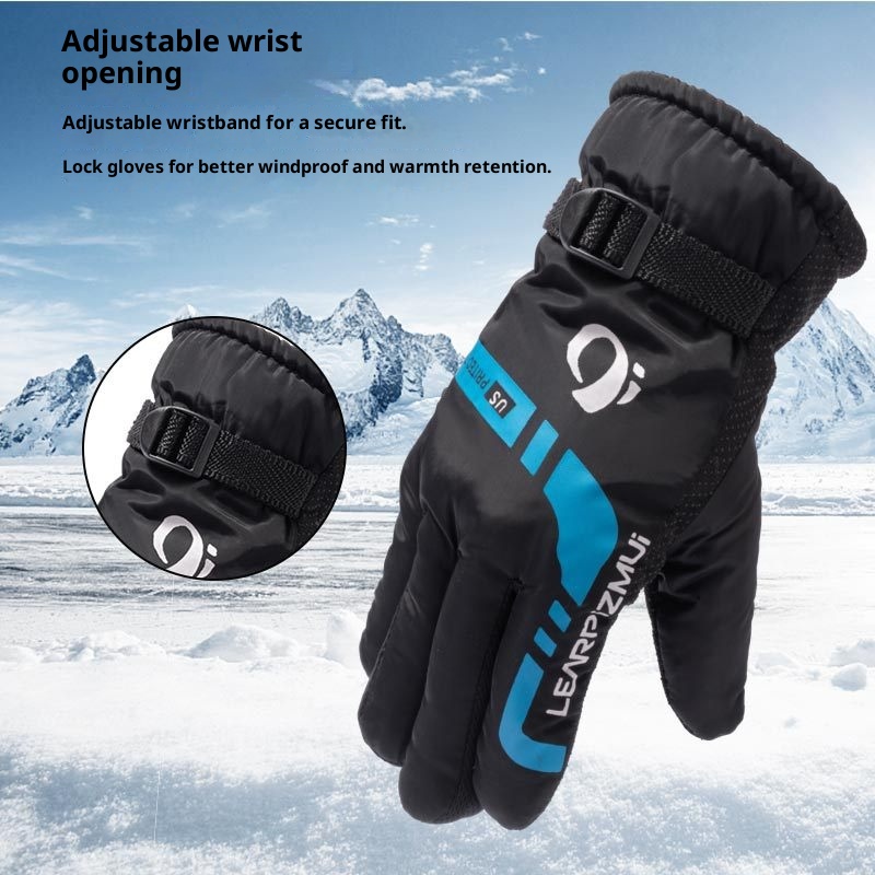 001 Winter Warm Men's Gloves For Cycling Skiing, Fleece-Lined, Thickened, Windproof, Non-Slip, Motorcycle, Electric Scooter,_voghion.com