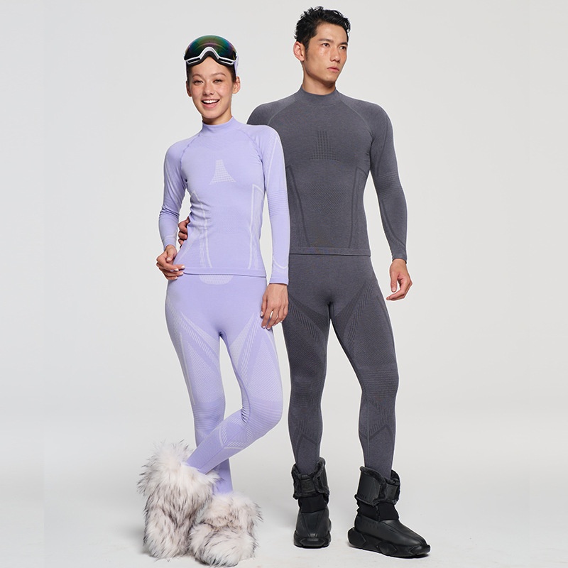 001 Outdoor-Bergsteiger-Unterwäscheset aus Merinowolle für Damen und Herren, schweißableitend, atmungsaktiv, sportlich-funktional, Ski_voghion.com