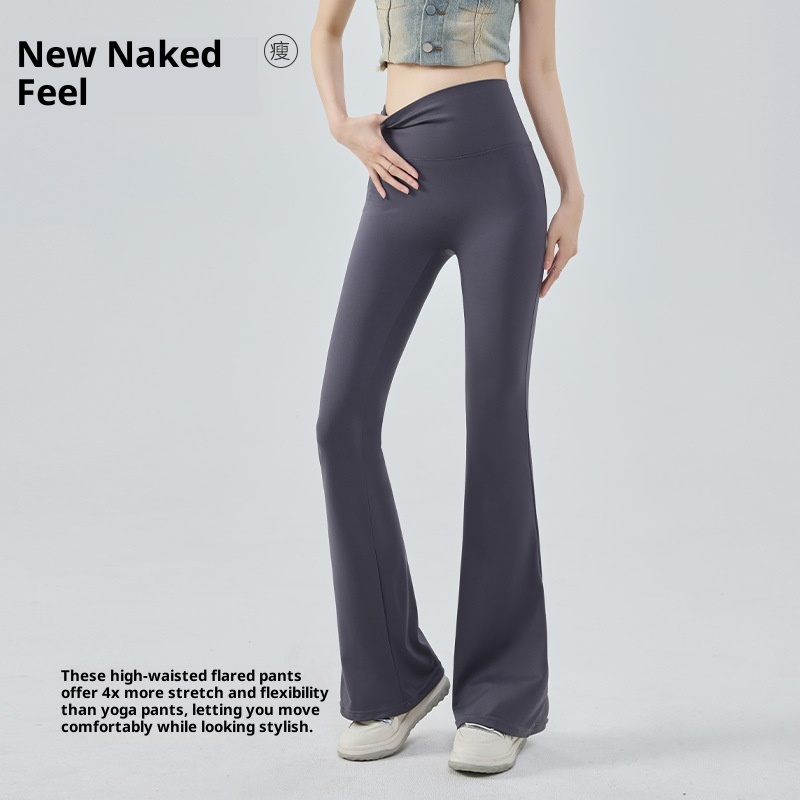 001 Yoga Flared Extended Women Tummy Control Hip Lift Slimming Bell Bottom Quk-Dry Casual Sports Dance Fitness Pants_voghion.com