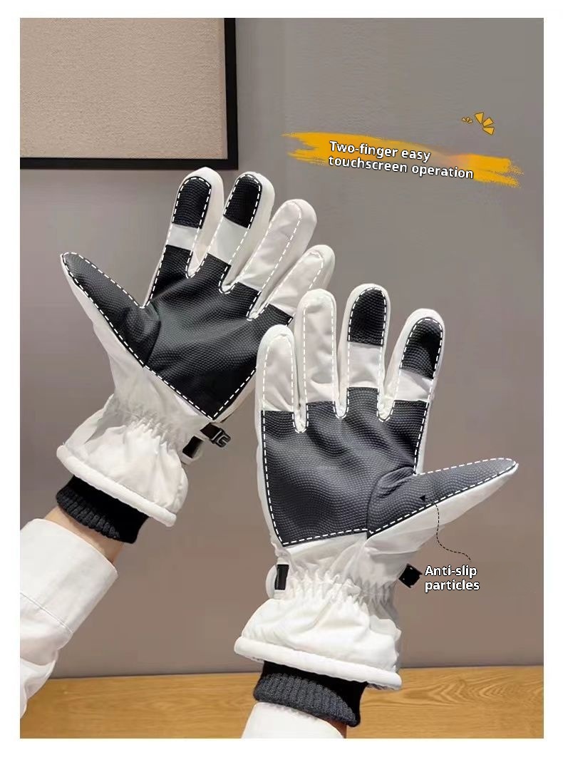 001 Herren Herbst Winter Winddichte, frostsichere, fleecegefütterte, verdickte Fahrradhandschuhe Damen Outdoor Siing Touchscreen Eis_voghion.com