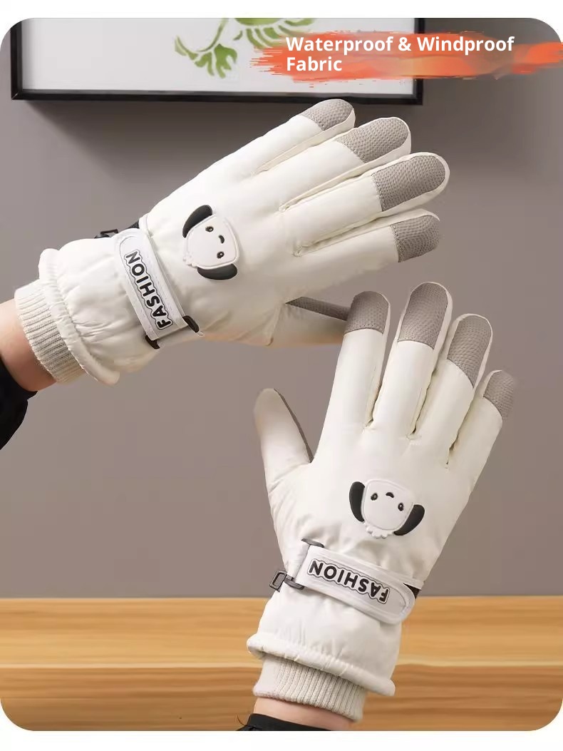 001 Fietshandschoenen voor dames Winterbezorging Elektrische scooter Motorfiets Ski Leuke verdikte fleece_voghion.com