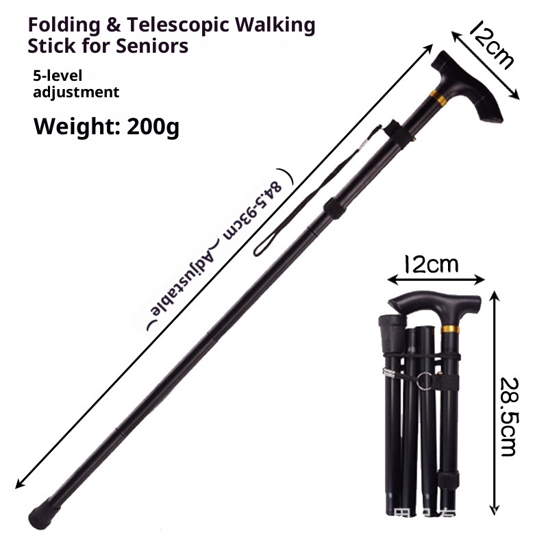 001 Hiking Ultra-light Telescopic Folding Professional Outdoor Trekking Pole Crutch Climbing Gear Aluminum Alloy Walking_voghion.com