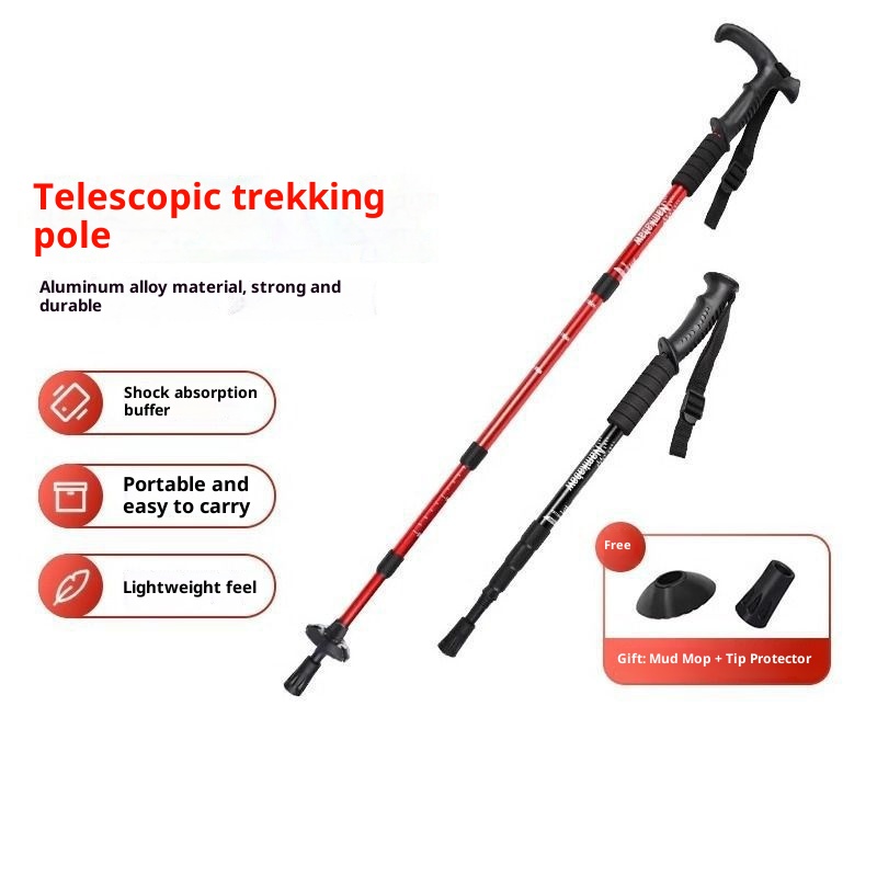 001 Trekking Telescopic Folding Professional Outdoor Hiking Pole Walking Stick Climbing Equipment Anti-Slip Aluminum Alloy_voghion.com