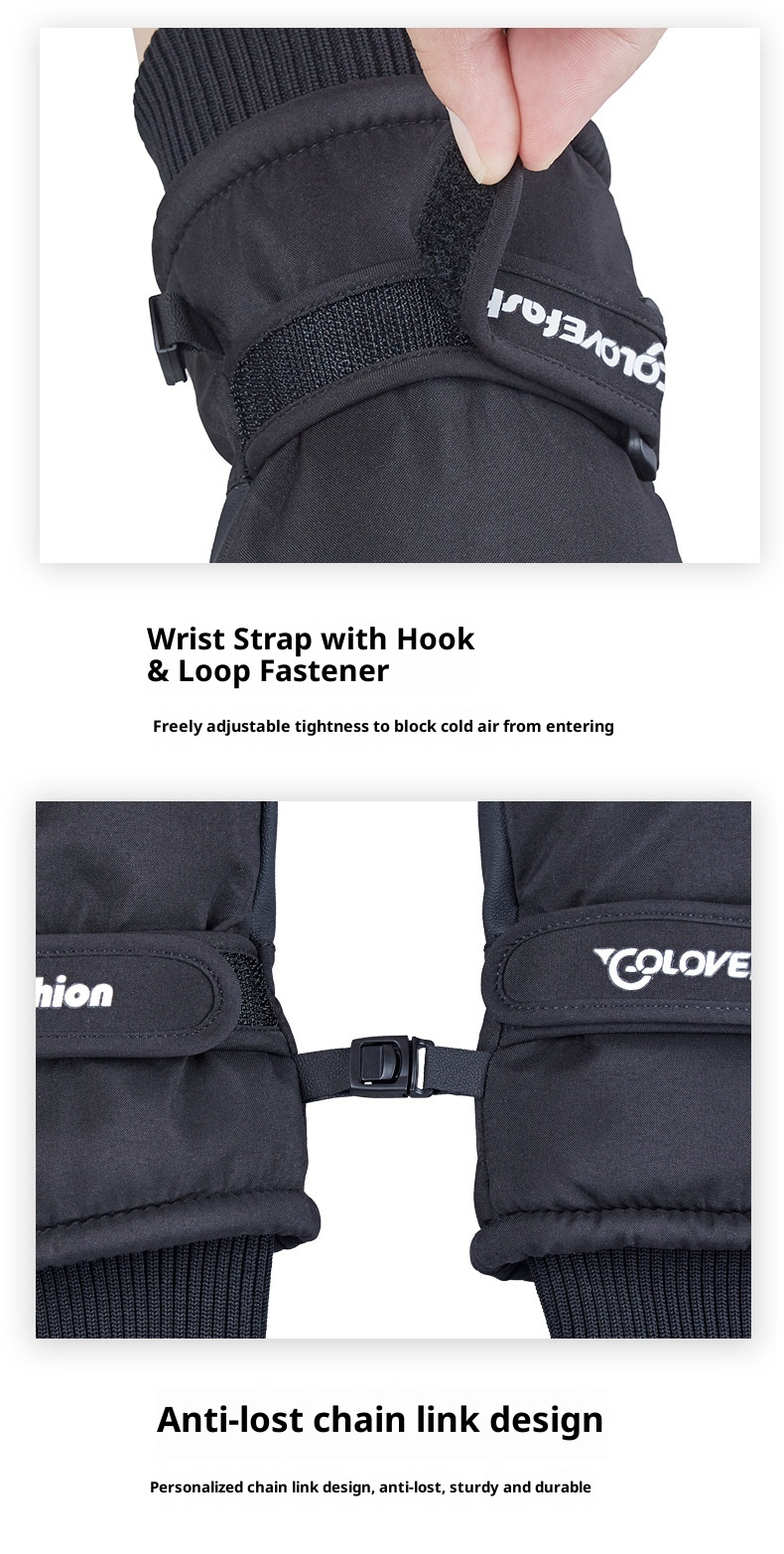 ActiveGo Fleece-Lined Thickened Winter Ski Outdoor Cycling Warm Touchscreen Non-Slip Unisex Lamb Wool Gloves_voghion.com