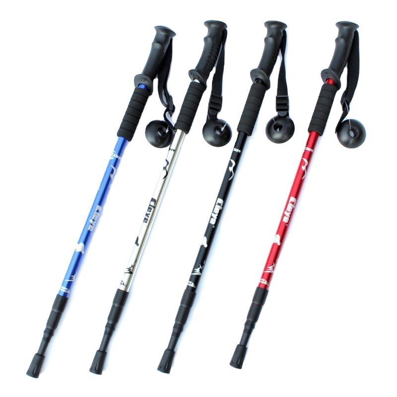001 Bastone da trekking in lega di alluminio transfrontaliera di fabbrica, tre sezioni, assorbimento degli urti, forniture per escursioni all'aperto, camminata_voghion.com