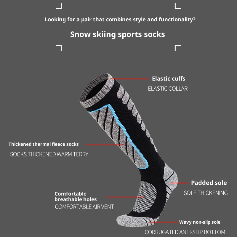 ActiveGo ActiveGo Autumn Winter Snow Thickened Terry Men And Women Hiking Anti-Slip Sweat-Absorbing Knee-High Long Tube Ski Socks_voghion.com