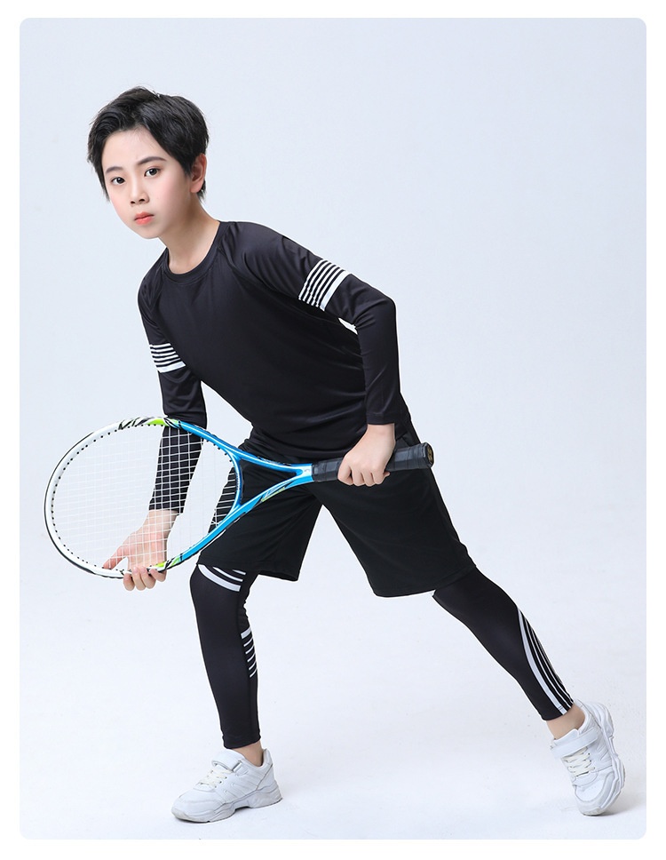 001 Children's Compression Training Suit Basketball Quick-Dry Sports Set Boys Running Fitness Yoga Thin Clothing_voghion.com
