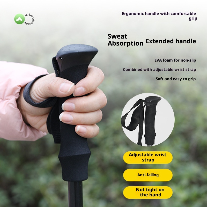 001 Fornitura diretta in fibra di carbonio ultraleggero telescopico escursionismo leggero portatile all'aperto arrampicata trekking pieghevole_voghion.com