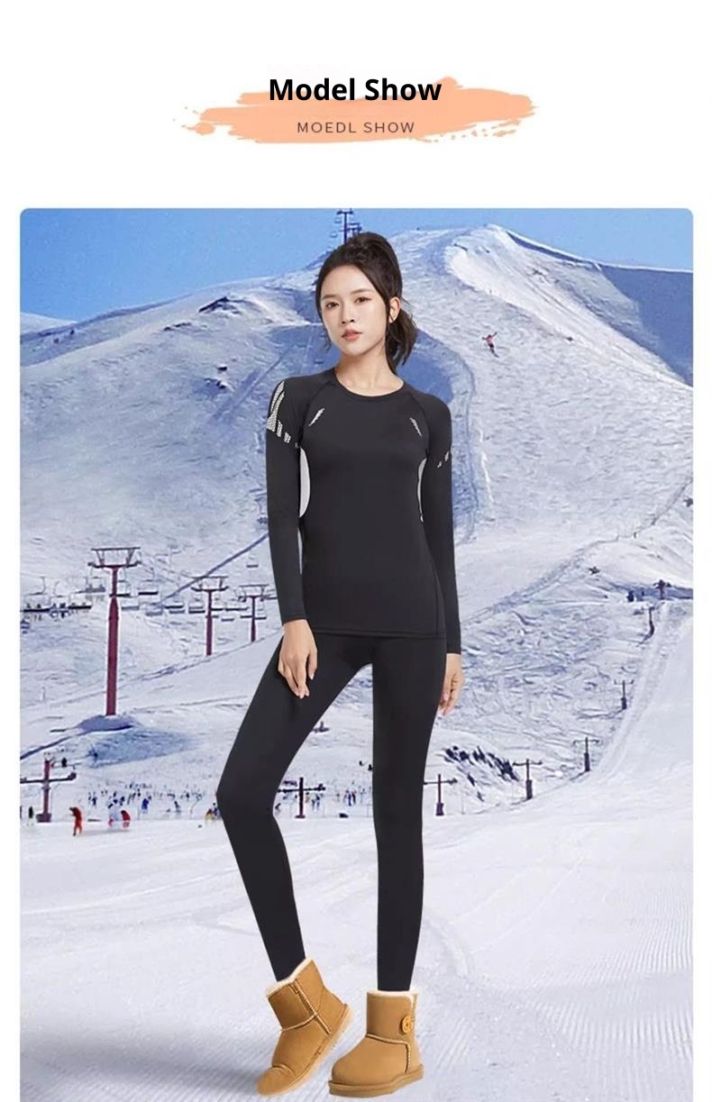 001 Intimo termico da sci da donna ad asciugatura rapida, in pile invernale, per escursioni all'aperto, strato di base, set sportivo_voghion.com