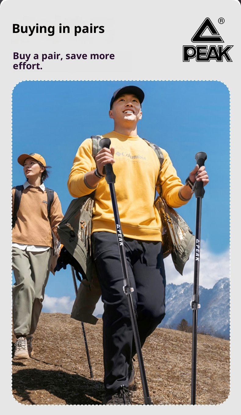 001 Peak Bastoncino da trekking 2 in 1 speciale per arrampicata ed escursionismo, bastone da passeggio telescopico in lega di alluminio con attacco a scatto_voghion.com