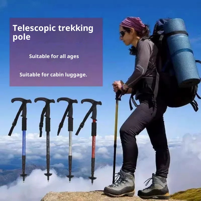 001 Trekkingstock aus Aluminiumlegierung, teleskopierbar, dreiteilig verstellbar, stoßdämpfend, rutschfest_voghion.com