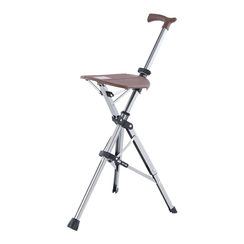 001 Stool Walking Stick Multi-Functional Anti-Slip Lightweight Foldable Elderly Cane Chair For Hiking_voghion.com