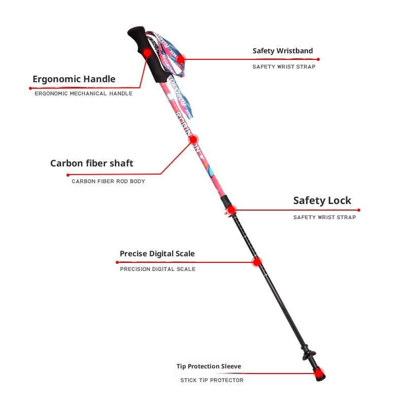 001 Robinson Children's Hiking Carbon Fiber Ultra-light Short External Lock Portable Youth Boys And Girls Walking Stick_voghion.com