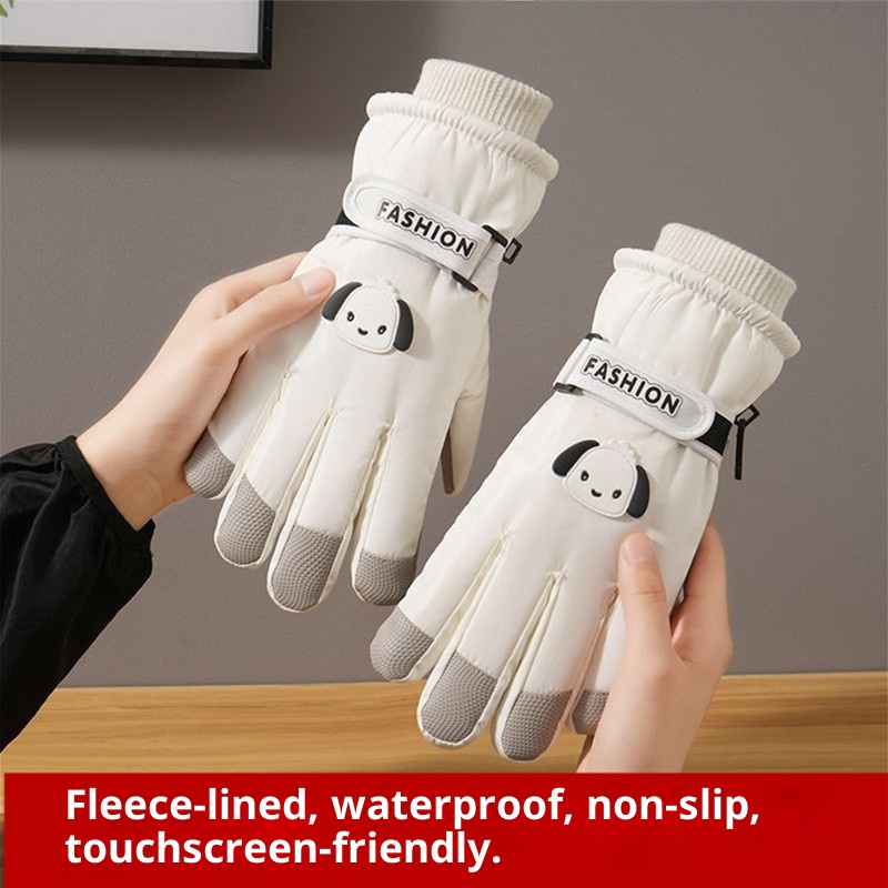 001 Weiße Skihandschuhe von Pochacco für Herbst und Winter: Warm, Touchscreen-geeignet, kälte- und wasserdicht, mit Fleece gefüttert, dick gefüttert, ideal zum Reiten im Freien._voghion.com